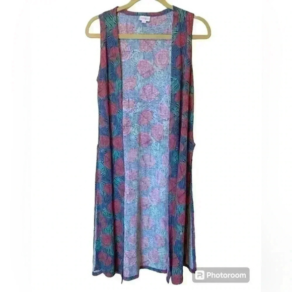 Lularoe Women’s Size  XS Sleevless Open Front Floral Print Vest - Picture 2 of 16